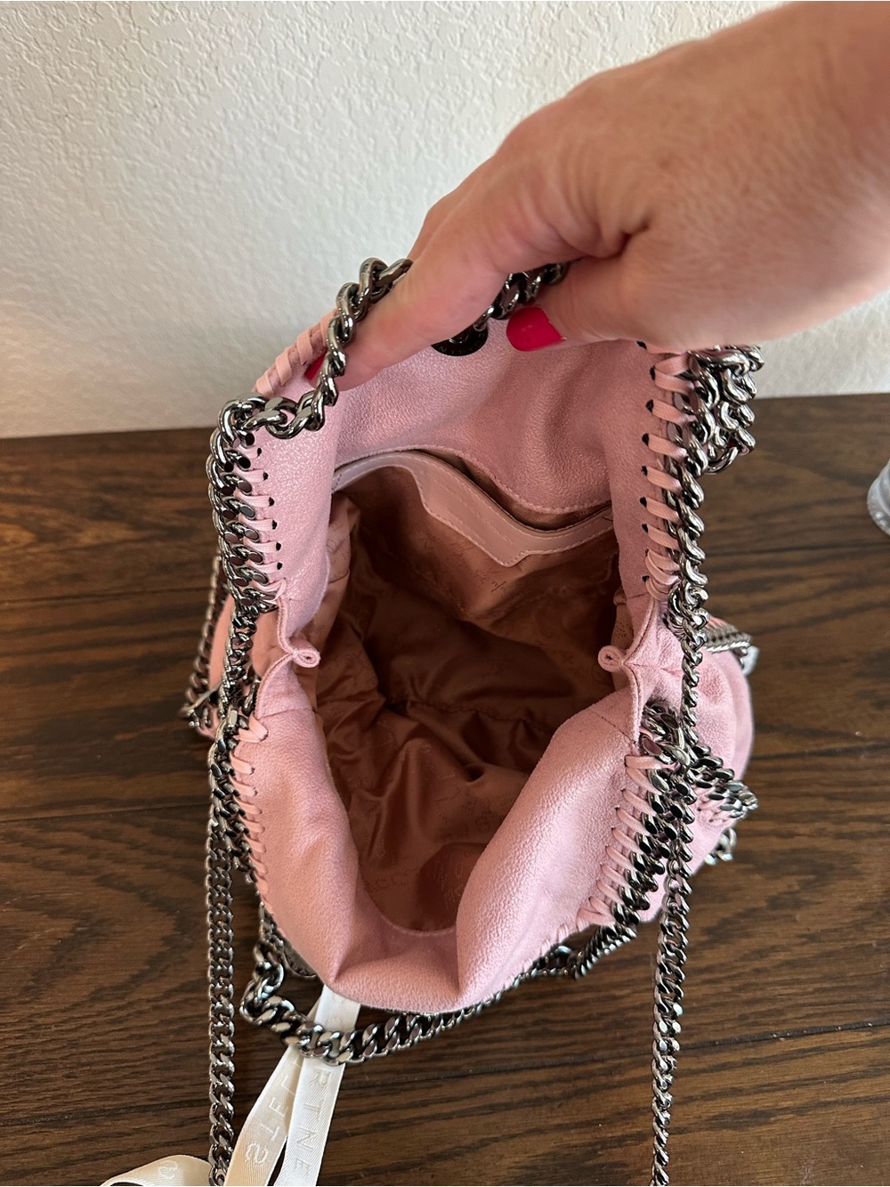 Stella McCartney Falabella Mini Pink Vegan Leather Chain Crossbody Bag - Picture 2 of 2
